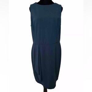 Ralph Lauren Sz 16 Sheath Dress Green Ruffle Lined Zip Party Wedding Office Work